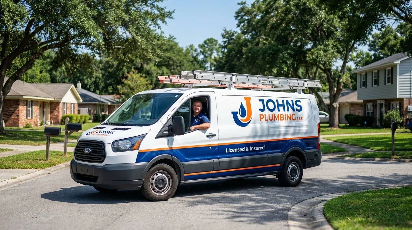 Johns Plumbing LLC service van in Pearlington, MS