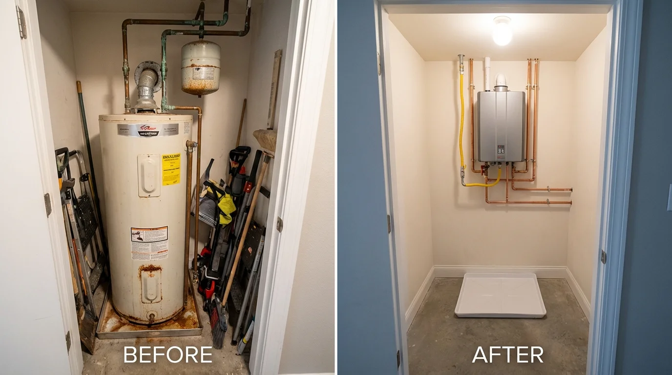 Tank water heater versus wall-mounted tankless unit comparison for Pearlington, MS homeowners